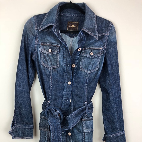 7 For All Mankind Jackets & Blazers - 7 For All Mankind Long Jean Jacket with Belt
